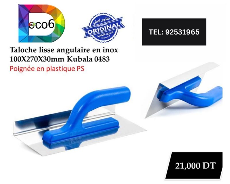 Taloche lisse angulaire en inox 100X270X30mm Kubala 0483