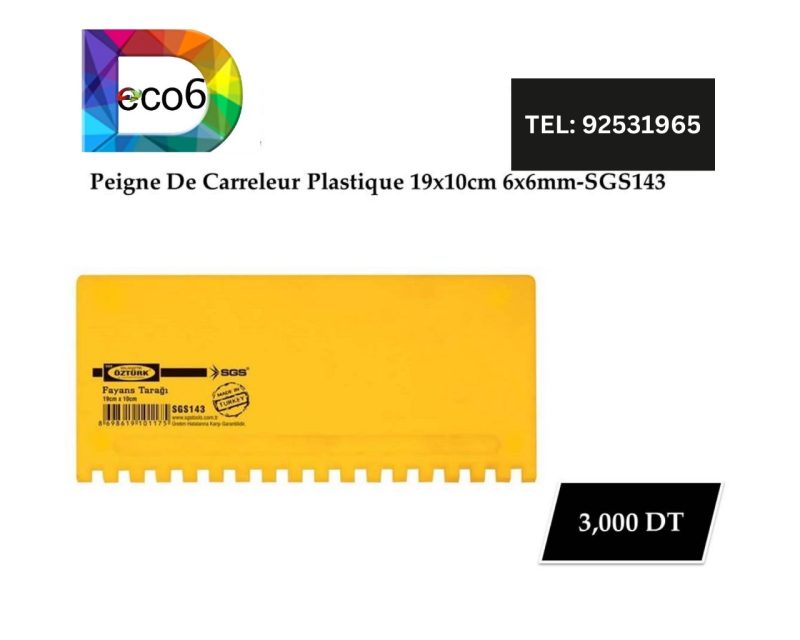 Peigne De Carreleur Plastique 19X10cm 6X6mm-SGS143